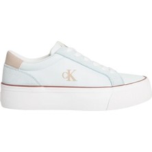 Calvin Klein Kadın Rahat Orta Kalın Taban Monogram Logo Desenli Mavi Sneaker YW0YW01896-0G3
