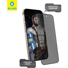 Blueo Anti-Peep Privacy Full Display iPhone 15 Pro Uyumlu Göz Yormayan Hayalet Cam Ekran Koruyucu