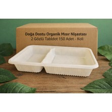 Ekolojik Ambalaj Doğa Dostu Organik Mısır Nişastası Tabldot 2 Gözlü 150 Adet - Koli