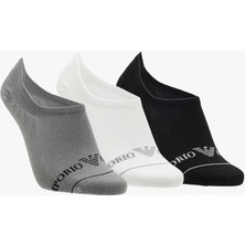 Emporio Armani Erkek Jakarlı Logolu Streç Pamuklu 3'lü Çok Renkli Çorap EM000548 AF12276-MC251