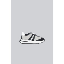 Emporio Armani Kadın Kabartma Desenli Deri Görünümlü Rahat Taban Gri Sneaker EW003060 AF19771-MC372