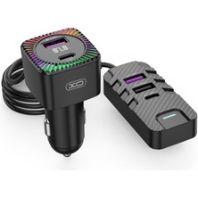 Xo BCC13 Çok Fonksiyonlu Araç Şarj Adaptörü - LED Işıklı Çift USB Çıkışlı - 5V3.1V Ortam Aydınlatmalı