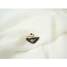 Atelier Tuğba BRŞ009 Taş Detaylı Kuğu Figürlü Gold Zarif Broş