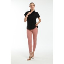 We&Me Kadın Slim Fit Likralı Yüksek Bel Jean Pantolon Günlük Rahat Kesim