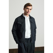 Danger Erkek Standart Kalıp Gömlek Yaka Ceket Lacivert