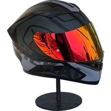 Scharf 316 Full Face Motosiklet Kaskı – Güneş Gözlüklü (Darkred Vizörlü) Hx1 Grey