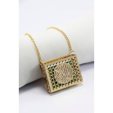 Biuti Ajurlu Metal Kaplı Minyatür Kur' An-I Kerim Araba Dikiz Ayna Süsü, Gold Renkli Lüks Araba Hediyesi