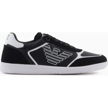 EA7 Erkek Bağcıklı Marka Logolu Spor Stil Beyaz-Siyah Sneaker 7X000405 AF19826-MC001