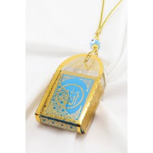 Biuti El Yapımı Mavi Cam Nazar Boncuklu Korunaklı Kaplı Mini Kur' An-I Kerim Araba Dikiz Ayna Süsü