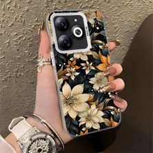 HONTINGA Infinix Smart 8 ile Uyumlu Kılıfı Silikon Kenar Sert Arka Düşüme Önleyici Basitlik Anti Düşme Kamera Korumali Renkli Yapraklar Desen Telefon Kılıfı K1-0629
