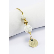 Biuti Gold Renkli Incili Boncuklu Metal Ayet'el Kürsi Araba Dikiz Ayna Süsü, Şık Araba Hediyesi