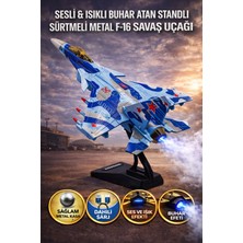 Yıldırım Oyuncak Oyuncak Die Cast Sesli Işıklı Buhar Atan Standlı Metal F-16 Savaş Uçağı 25CM
