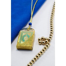 Biuti Çok Küçük Mini Kur' An-I Kerim Araba Dikiz Ayna Süsü, Ipli Plastik Kaplı Yeşil Minyatür Aksesuar