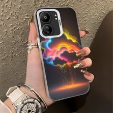 HONTINGA Xiaomi Redmi 13C ile Uyumlu Kılıfı Silikon Kenar Sert Arka Düşüme Önleyici Basitlik Anti Düşme Kamera Korumali Gökkuşağı Desen Telefon Kılıfı Kadın ve Erkek Için Uygundur K1-0627