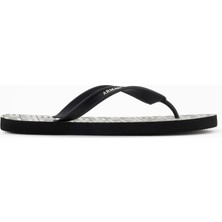 Armani Exchange Erkek Düz ve Rahat Taban Marka Logo Dokulu Parmak Arası Siyah Terlik XUQ002 XV676-N814