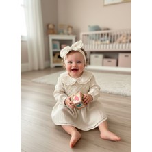 Butik Kız Bebek Toka Aksesuarlı %100 Pamuklu Elbise