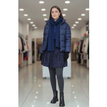 Beluna Tekstil Süet Kadife Cepsiz Yazı Desenli Lastikli Mini Kadın Şort Etek