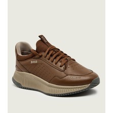 Boss Erkek Kalın Topuk Deri Bağcıklı Rahat Taban Kahverengi Sneaker 50553207-205