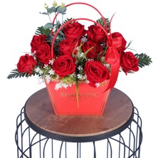 Yapay Çiçek Sitesi Yapay Çiçekli Romantic Çantalı Aranjman Model 26