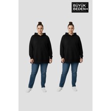 Superlife Kadın Büyük Beden 2 'li Set Kapşonlu Tunik Ince Sweatshırt  SPR26BTK991+2