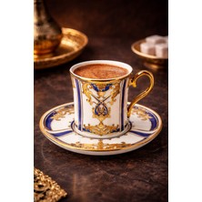 Glazze Barok Mavi Kahve Takımı 12 Parça