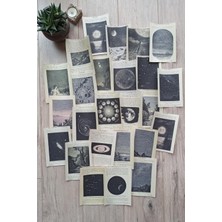 Kolbi Craft 25 Adet Eskitme Vintage Kitap Sayfası Uzay Temalı Scrapbook Kağıt Seti Bullet Journal Dekupaj Kağıdı