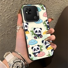 HONTINGA Xiaomi Redmi 9c ile Uyumlu Kılıfı Silikon Kenar Sert Arka Düşüme Önleyici Basitlik Anti Düşme Kamera Korumali Panda Desen Telefon Kılıfı Kadın ve Erkek Için Uygundur K1-0626