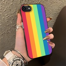 HONTINGA iPhone 8 ile Uyumlu Kılıfı Silikon Kenar Sert Arka Düşüme Önleyici Basitlik Anti Düşme Kamera Korumali Gökkuşağı Desen Telefon Kılıfı Kadın ve Erkek Için Uygundur K1-0627