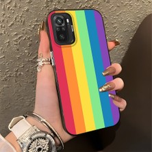 HONTINGA Xiaomi Redmi Note 10S ile Uyumlu Kılıfı Silikon Kenar Sert Arka Düşüme Önleyici Basitlik Anti Düşme Kamera Korumali Gökkuşağı Desen Telefon Kılıfı Kadın ve Erkek Için Uygundur K1-0627