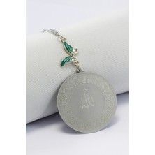 Biuti Gümüş Renkli Balon Detaylı Çift Taraflı Ayetel Kürsi Felak Nas Ihlas Araba Dikiz Ayna Süsü