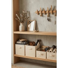 HomyJRs Homyjr’s Kapaksız Kumaş Saklama Kutusu Organizer - Raf Içi Dolap Düzenleyici Kutu (Krem)