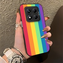 HONTINGA Xiaomi Redmi Note 14 Pro 5g ile Uyumlu Kılıfı Silikon Kenar Sert Arka Düşüme Önleyici Basitlik Anti Düşme Kamera Korumali Gökkuşağı Desen Telefon Kılıfı Kadın ve Erkek Için Uygundur K1-0627