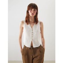 Lc Waikiki Yeni Sezon V Yaka Dokulu Müslin Kadın Yelek