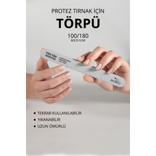 Normadia Protez Tırnak Kağıt Törpü, 100/180 Düz Oval Gri, Güçlü ve Hafif Törpü