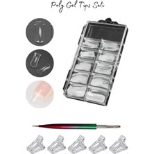 Normadia Protez Tırnak Poly Form Tips Jel Kalıp 5’li Mandal ve Jel Fırçası Seti