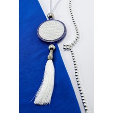 Biuti Beyaz Püsküllü Lacivert Ayet'el Kürsi Arka Nazar Ayeti Araba Dikiz Ayna Süsü Elastik Ipli