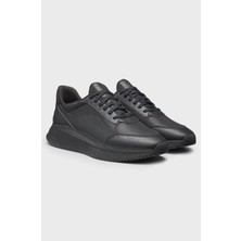 Boss Erkek Monogram Logolu Nefes Alabilen Tasarımlı Siyah Sneaker 50557828-005