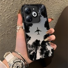 HONTINGA Infinix Smart 8 ile Uyumlu Kılıfı Silikon Kenar Sert Arka Düşüme Önleyici Basitlik Anti Düşme Kamera Korumali Uçak Desen Telefon Kılıfı Kadın ve Erkek Için Uygundur K1-0628