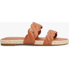 Tommy Hilfiger Kadın Hasır Taban Çift Örgü Bantlı Rahat Kahverengi Terlik FW0FW08503-GPA