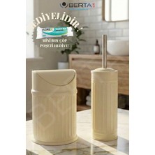 Berta Hijyen Vintage Ikili Banyo Seti Pratik Siyah Çöp Kovası 3lt Tuvalet Fırçası Lüks Model - Çöp Poşeti Hediye!
