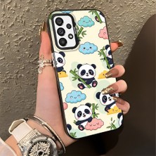 HONTINGA Samsung Galaxy A73 ile Uyumlu Kılıfı Silikon Kenar Sert Arka Düşüme Önleyici Basitlik Anti Düşme Kamera Korumali Panda Desen Telefon Kılıfı Kadın ve Erkek Için Uygundur K1-0626