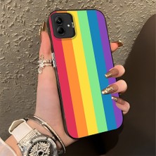 HONTINGA Samsung Galaxy A03 ile Uyumlu Kılıfı Silikon Kenar Sert Arka Düşüme Önleyici Basitlik Anti Düşme Kamera Korumali Gökkuşağı Desen Telefon Kılıfı Kadın ve Erkek Için Uygundur K1-0627