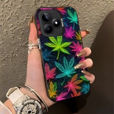 HONTINGA Realme C53 ile Uyumlu Kılıfı Silikon Kenar Sert Arka Düşüme Önleyici Basitlik Anti Düşme Kamera Korumali Renkli Yapraklar Desen Telefon Kılıfı K1-0629