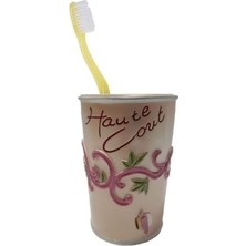 Bosphorus Diş Fırçalık,macunluk Çiçekli Poliresin 7X7X10,5CM Banyo Seti