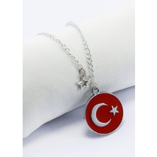 Biuti Metal Kırmızı Türk Bayrağı Yıldızlı Zincirli Araba Dikiz Ayna Süsü, Yeni Araba Hediyesi