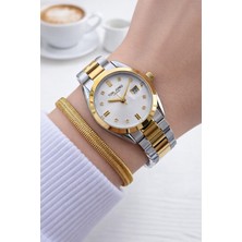 Tom Jones Çelik Kordon 2 Yıl Garantili 3 Atm Suya Dayanıklı Kadın Kol Saati+Bileklik BTJ.10057.3