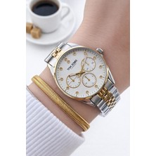 Tom Jones Çelik Kordon 2 Yıl Garantili 3 Atm Suya Dayanıklı Kadın Kol Saati+Bileklik BTJ.1384.4