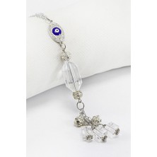 Biuti Zirkon Taşlı Nazarlı Şeffaf Boncuklu Salkım Dikiz Ayna Süsü, Yeni Araba Hediyesi