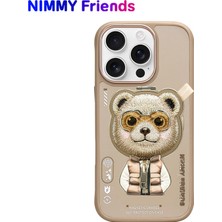 Nimmy iPhone 16 Pro Uyumlu 3D Değiştirilebilir Magsafe Standlı Nakışlı Fermuarlı Ayıcık Aksesuar Kılıf