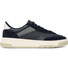 Boss Erkek Doğal Deri ve Süet Karışımlı Düşük Bilekli Düz Taban Siyah Sneaker 50548705-461